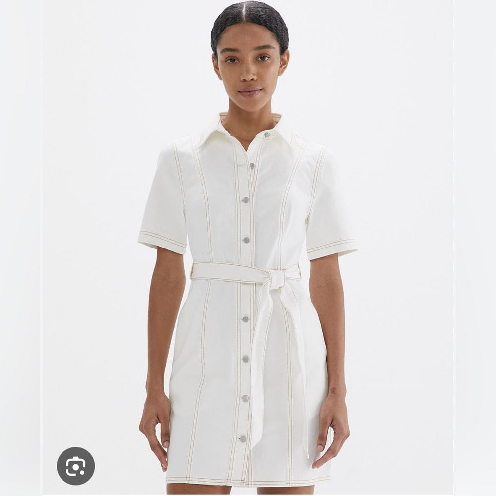 JAG Australia White Denim Zoe Tied Mini Denim Dress with belt